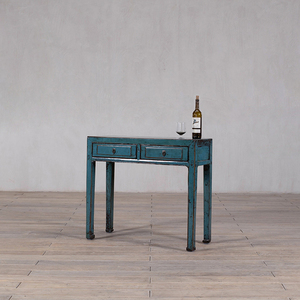 Mesa <span class=keywords><strong>Consola</strong></span> de Madera Maciza de Reproducción Vintage <span class=keywords><strong>con</strong></span> <span class=keywords><strong>Cajones</strong></span> Pintados, Muebles Rústicos para Sala de Estar para Uso Doméstico - Product Image 6