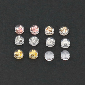 Transparent 925 Sterling <b>Silver</b> Silicone Earplugs 18K Gold Hamburger Back Inserts Anti Slip For <b>Clip</b> On Earrings DIY Accessories - Product Image 1