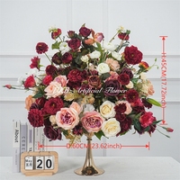 Boule de fleurs artificielles en soie DKB Luxury 70cm bleu vert blanc pour mariage, maison, hôtel, villa, décoration de fête
