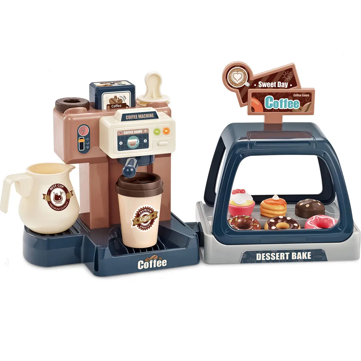 Realistic Shopping Set Coffee Machine with Lights and Sounds Pretend Play Kitchen Toy Pretend Play Food Set For Toddles And Kids