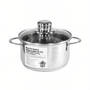 Olla para carne Saturn de acero inoxidable de 24 cm con tapa para cocinar sopa y caldo - Product Image 2