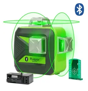 Huepar 603cg-bt 3x360 tia laser 3D màu xanh lá cây với kết nối BT, tự san phẳng và căn chỉnh công cụ laser chéo