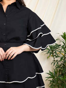 Women's Solid Thigh Length Shirt With Skirt <b>Ruffle</b> Sleeve Cord Set For Women Cotton Jumpsuits Western <b>Dress</b> for Women Stylish - Product Image 3