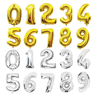 Balon Foil Aluminium Digital Ramah Lingkungan Warna Emas Perak Angka 0-9 Ukuran 16/32/40 Inci untuk Ulang Tahun, Hari Valentine, Wisuda