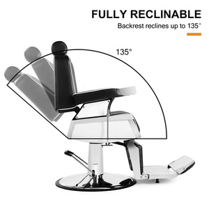 现代风格理发椅，带镀铬升降功能，可烫发、剃须，皮革座椅，已准备发货，关键词：理发椅 - Product Image 6