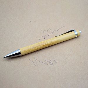 Promotional Gift <b>Retractable</b> Bamboo <b>Pen</b> 1mm Black Blue Sustainable Ballpoint <b>Pen</b> With LOGO - Product Image 5
