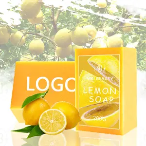 Personalizado a granel 200g respetuoso con el medio ambiente ducha amarillo limón jabón blanqueamiento cuidado de la piel limón jabón