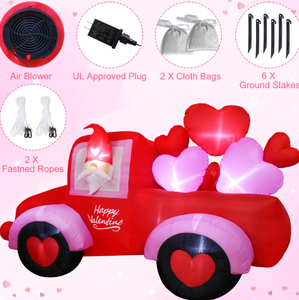 Gnomo Gonfiabile <span class=keywords><strong>di</strong></span> San Valentino con Pickup, Decorazione con Cuori Rosa e LED Luminosi per Atmosfera Festiva all'Aperto - Product Image 5