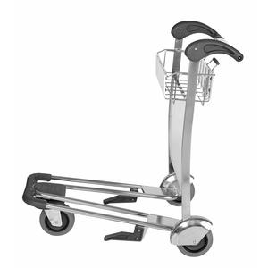 Chariot d'aéroport avec siège passager, construction en acier inoxydable, 4 roues, panier - Product Image 1