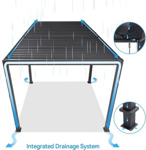 Pergola bioclimatique d'extérieur étanche Pergola de jardin d'extérieur à ouverture électrique en aluminium avec lumière LED - Product Image 3