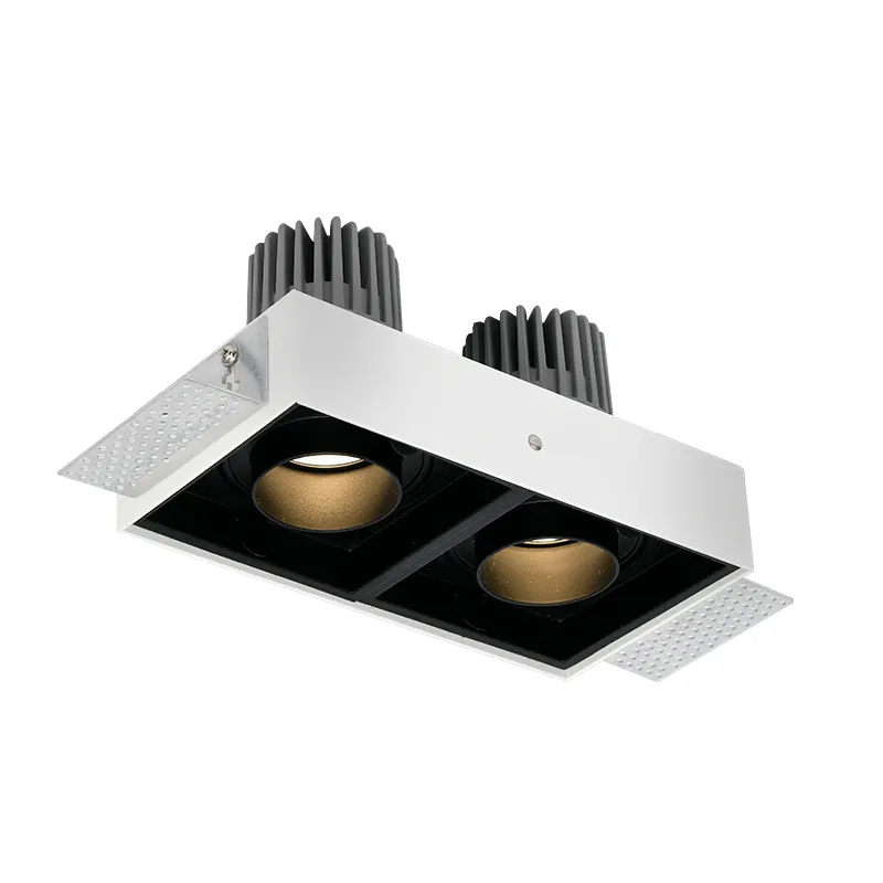 Foco comercial de doble cabezal, luz empotrable ajustable con rotación, 15W x 2