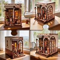 Puzzles en bois 3D, mini maison, kit de bricolage, artisanat en bois, maison de poupée miniature, matériaux de construction et de décoration complets, possibilité d'éclairage