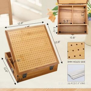 Wooden Crochet Board With Pegs And Storage For Hand Knitting Craft Tools - Product Image 5