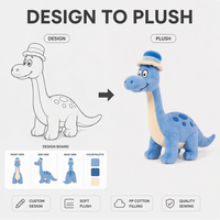 Peluche Dinosaure Bleu Personnalisée, Jouet en Peluche Brontosaurus Doux, Design Décoratif, Faible MOQ, Services OEM ODM, Fournisseur Direct