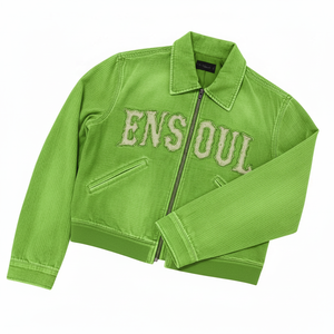 Giacca in Velluto a Coste con Zip per <span class=keywords><strong>Uomo</strong></span>, Stile Vintage <span class=keywords><strong>Oversize</strong></span> Personalizzato con Applicazioni Ricamate e Effetto Invecchiato ES Streetwear - Product Image 1