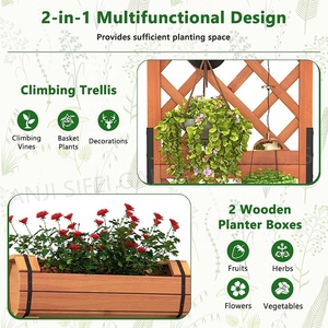 Jardinière en <span class=keywords><strong>treillis</strong></span> en <span class=keywords><strong>bois</strong></span> 2 niveaux Boîte à fleurs en tonneau de vin - Product Image 4