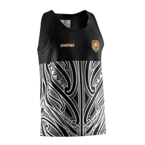 Kaus Jersey setengah sublimasi Dry-Fit olahraga desain baru rompi Rugby HD tanpa lengan bergaris kustom tenun ukuran besar - Product Image 5