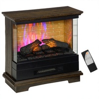 Cheminée électrique chauffante 26 pouces marron, température réglable, télécommande, affichage LED, flamme multicolore, usage domestique