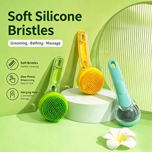 Spazzola da Bagno per Animali Domestici Riempita di Liquido, Spazzola per Massaggio e Toelettatura in Silicone per Cani e Gatti, per Doccia e Pulizia - Product Image 1