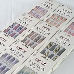 Nouvelle conception, ongles press-on colorés de style français, couvrance totale, en ABS, marque OEM avec emballage pour application sur les doigts - Product Image 2