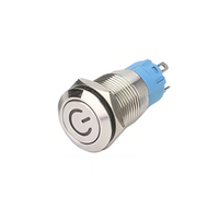 16 19 22mm verrouillage momentané étanche 12V-24V 1NO 1NC acier inoxydable métal bouton poussoir anneau LED avec fil prise de courant