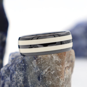 Men's <b>Titanium</b> Steel <b>Ring</b> Geometric Pattern Black White Stripes Fashion Jewelry Gift - Product Image 5