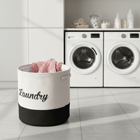 Panier à linge rond en toile pour la maison, organisateur de vêtements et panier à linge sale – En stock, vente en gros