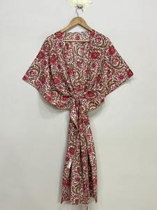 Kaftan court en soie pure, taille unique, ample et confortable pour toutes les tailles, environ 47 pouces, fournisseur d'Inde - Product Image 5