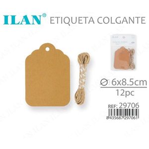 Etichetta Pendente Ilan 6x8,5 Cm in Carta Kraft per Abbigliamento, Confezione da 12 Pezzi - Product Image 3