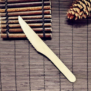 سكين خشبي قابل للتحلل الحيوي وصديق للبيئة من خشب البتولا بطول 165 مم للطعام بالجملة - Product Image 3