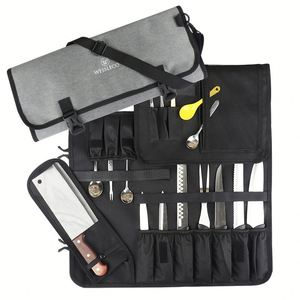Bolsa Enrollable Portátil para Cuchillos de Chef con Bolsillos para Utensilios, Organizador de Herramientas de Cocina para Camping, Barbacoa, Cocina al Aire Libre y Viajes - Product Image 3