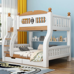 Cama Litera Moderna de Madera Maciza, Multifuncional, Doble, para Apartamentos y Dormitorios - Product Image 1