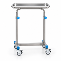 Chariot à double bras en acier inoxydable pour salle d'opération avec roues pour le placement et l'organisation mobile des instruments chirurgicaux