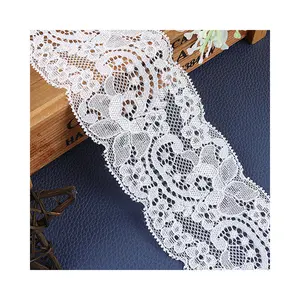 Großhandel 2022 6cm White Bridal Vintage Elastic Stretch Lace Trim elastische Spitze Band 2,5 Zoll