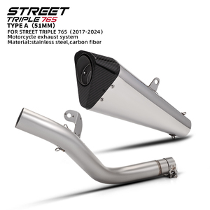 Pot d'échappement moto, tube intermédiaire de liaison, silencieux slip-on pour <span class=keywords><strong>Street</strong></span> <span class=keywords><strong>Triple</strong></span> 765 / 765S / 765R / 765RS 2017-2024 - Product Image 5