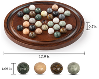 Jeu de solitaire de luxe en bois personnalisé : plateau en bois massif, 32 billes en marbre naturel, stratégie pour un seul joueur et jeux intelligents