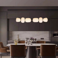 Lustre moderne en fer de style nordique pour hôtel, salle à manger, bureau, avec longs éléments en verre, LED, base E26, hauteur réglable, installation suspendue