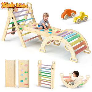 Estructura de Escalada de Madera Montessori <span class=keywords><strong>7</strong></span> en 1 para Niños Pequeños, Triángulo Pikler Plegable, Juego de Gimnasio para Niños, Juguetes para Patio de Juegos - Product Image 1