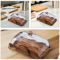 WDF couvercle en verre de bambou de haute qualité porte-beurre avec pelle plateau à Dessert Non toxique cuisine conteneur de stockage assiette à beurre
