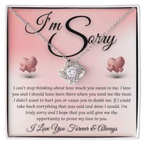 Collier Pendentif Nœud d'Amour Classique en Cuivre Personnalisé avec Carte Texte – Cadeau de Pardon et de Réconciliation pour Partenaire - Product Image 3