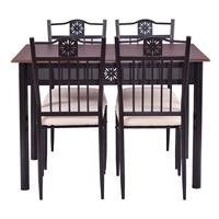 5-teiliges Vielseitiges Rundes Holz-Esstisch-Set mit 4 Stühlen für Zuhause, Küche, Outdoor, Landhaus, Flur oder Apartment-Bar