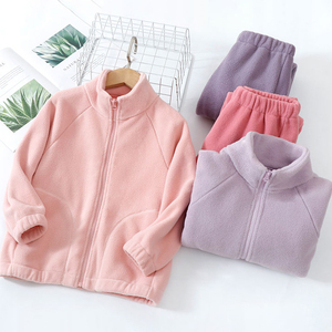 Set di Abbigliamento Invernale in <span class=keywords><strong>Pile</strong></span> per Bambini Unisex Giacca e <span class=keywords><strong>Pantaloni</strong></span> Caldi Imbottiti 2 Pezzi Tinta Unita con Cerniera per Esterno per Ragazzi e Ragazze - Product Image 2