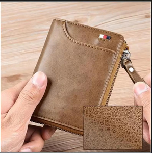 Cartera de cuero genuino para hombre, tarjetero, monedero con cremallera, billetera con bloqueo RFID antirrobo para hombre - Product Image 6
