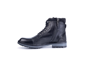 Black Cap Toe Leather <b>Boots</b> for Men with Dual Function Closure Handcrafted Durable Stylish Everyday Casual Outdoor Footwear - Product Image 5
