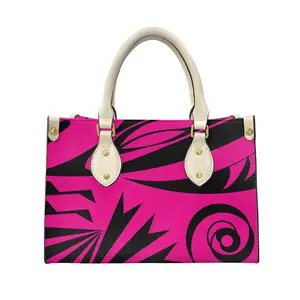 2023 sacs à main de luxe pour femmes Polynésie Tribal noir et rose femmes sacs à bandoulière poignée supérieure cartable fourre-tout sac de travail avec sangle