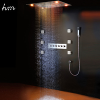 Plafonnier thermostatique SUS304, grand pommeau de douche Led avec pluie et Jet latéral, salle de bain, vente en gros,