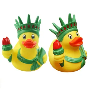 Custom Children's PVC Plastic Rubber Duckies Bath Toy Holiday Gift Yellow Green Torch Rubber Ducks