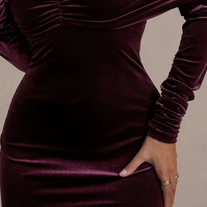 Vestido de terciopelo sexy con lentejuelas y cuentas para mujer, estilo bodycon, para fiesta, venta al por mayor, para chicas - Product Image 6