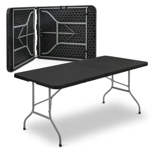 Mesa y silla portátil de plástico rectangular blanca de 8 pies/6 pies para exteriores, silla de comedor blanca, mesa y sillas plegables para eventos - Product Image 1