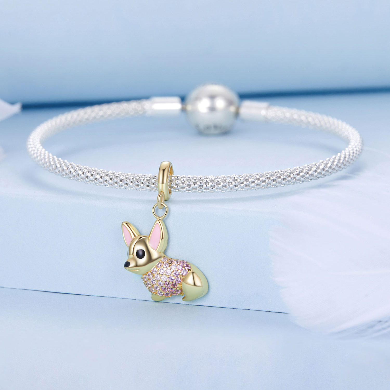 Collana in argento sterling 925 con ciondolo a forma di cane Corgi